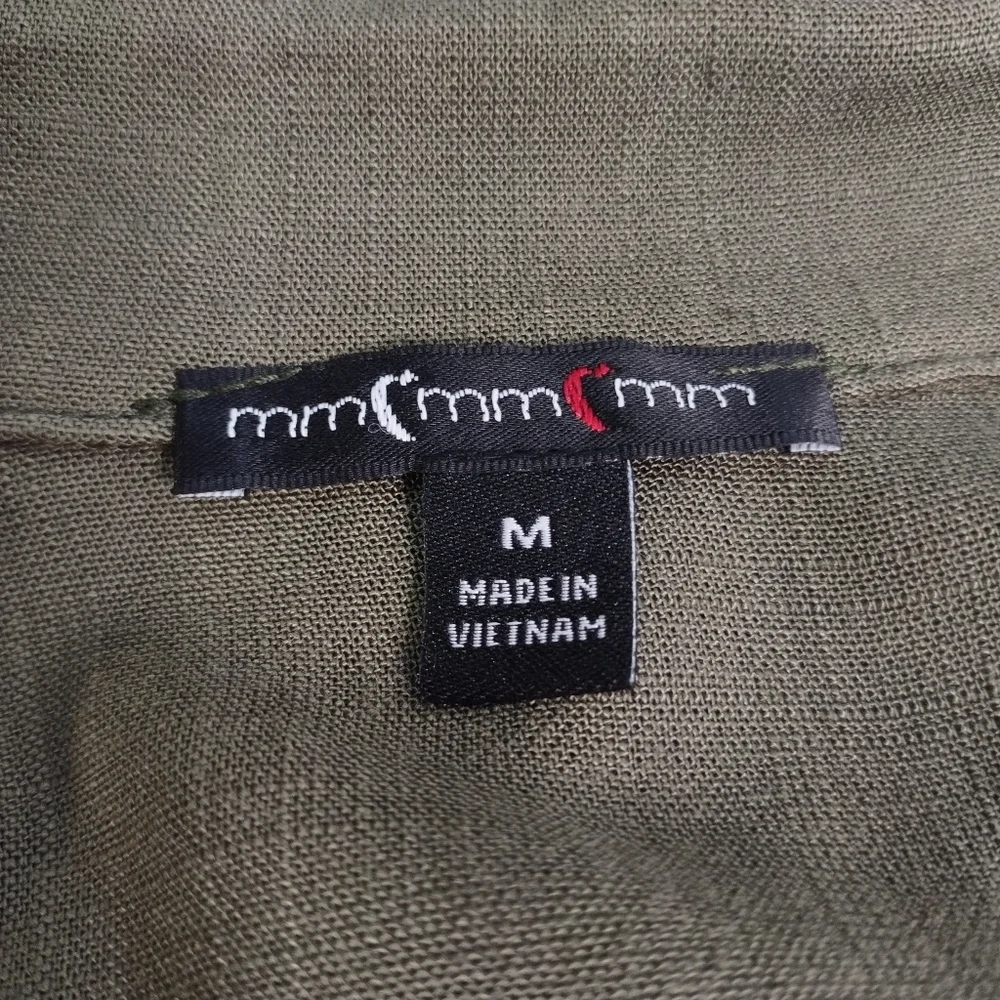 MM Women's Olive Green Jumpsuit Romper Shortsleeve Belt Collar V-Neck Sz M NWT - Picture 6 of 7